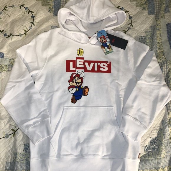 Levi's x Nintendo Super Mario Bros Graphic Sweatshirt Hoodie White Small… - Picture 8 of 15